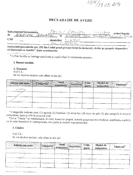 declaratie avere Daniel Petre 2014