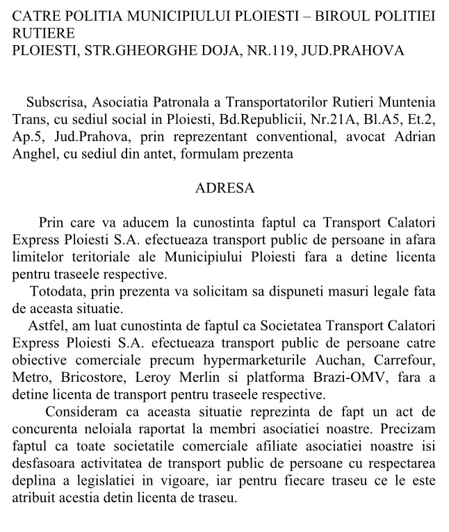 adresa catre Politia Rutiera 1