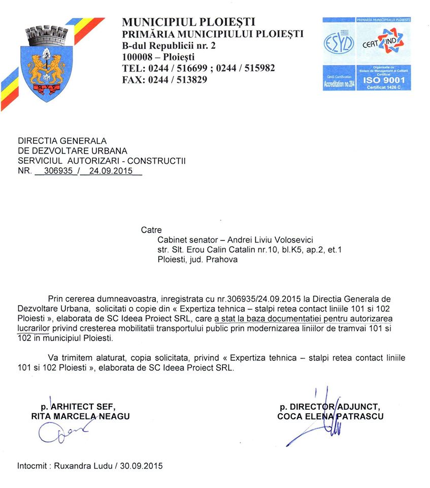 Volosevici despre stalpii de iluminat scosi din Ploiesti1