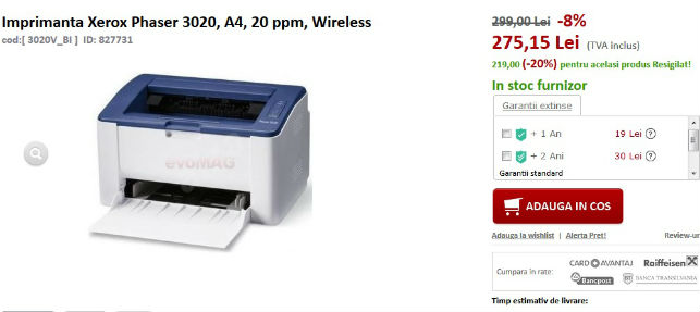 pret imprimanta Phaser3020 20 ppm