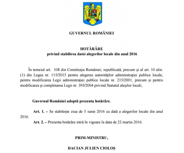 data alegerilor locale 2016