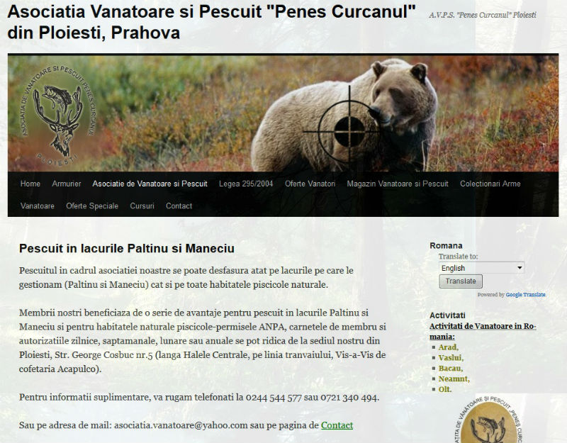 Asociatia Vanatoare si Pescuit Penes Curcanul - pescuit Paltinu si Maneciu