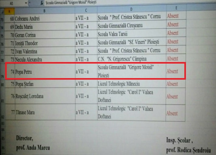 elev dat absent la Olimpiada de religie desi a participat la concurs