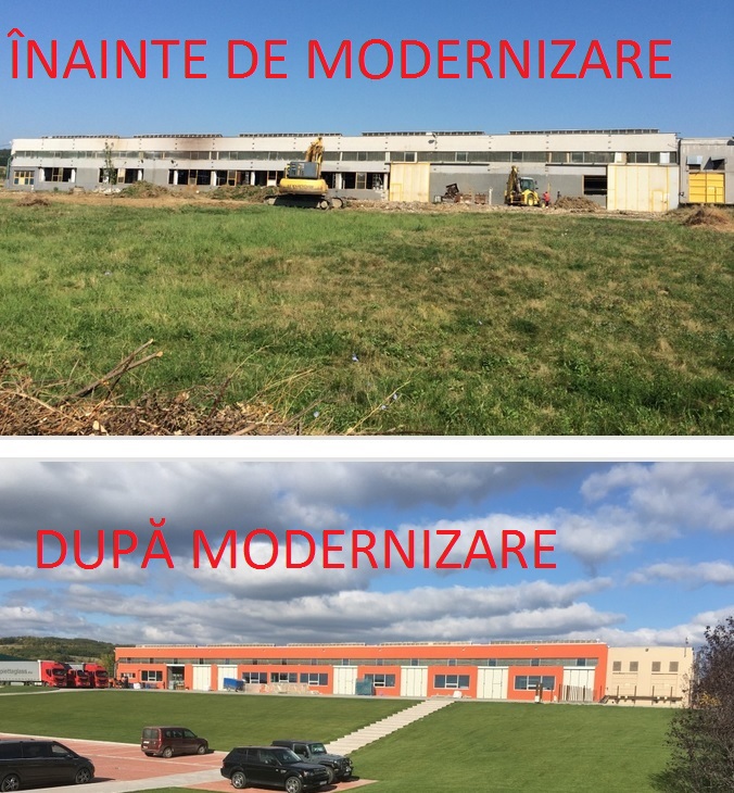 Pietta Glass - hala C58 inainte si dupa modernizare exterior