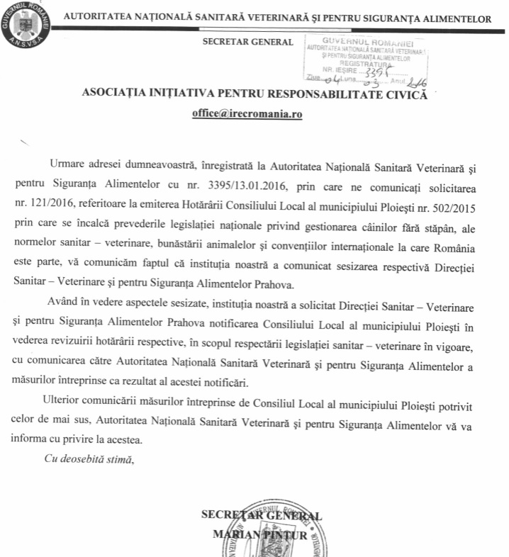 raspuns ANSVSA