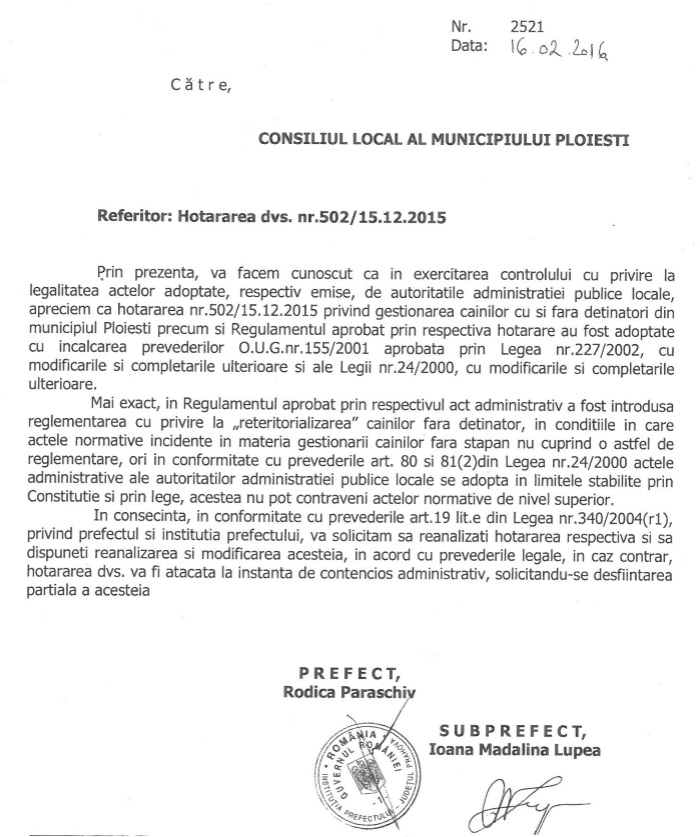raspuns Prefectura Prahova