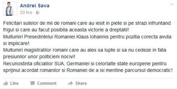 mesaj Andrei Sava